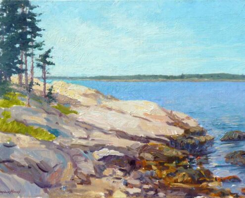 Stephen Mirich, A Clear Morning, Boothbay, Maine, 1996, oil on panel 12 x 16 in, $2,200