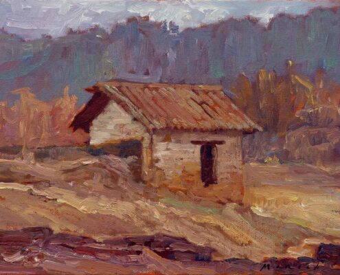 Stephen Mirich, San Antonio Mission’s Grist Mill, 2000, oil on canvas panel, 12 x 9 in, $1,8