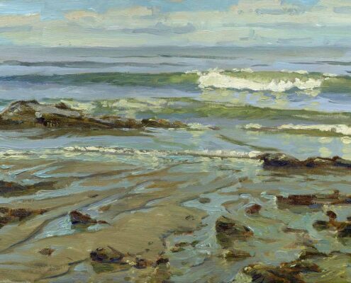 Stephen Mirich, Low Tide at Abalone Cove, 2020, oil on canvas panel, 9 x 12 in, $1,800