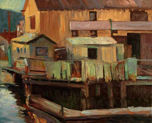 Stephen Mirich, Cabrillo Boat Works, 1997, oil on panel, 20 x 16 in, $4,000