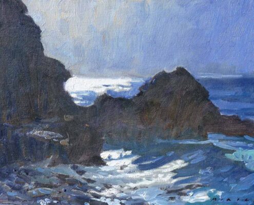 Stephen Mirich, Moon Light at Long Point, 2010, oil on panel, 9 x 12 in, $1,400