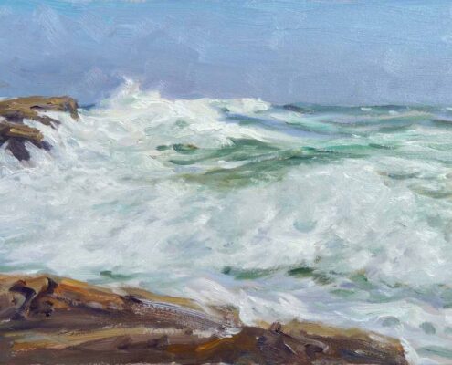 Stephen Mirich, A Day in June, Point Fermin, 2024, oil on panel, 9 x 12 in, $1,800