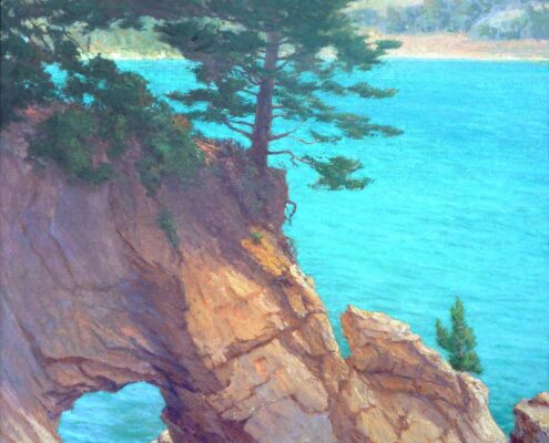 Stephen Mirich, San Simeon Bay, California Coast, 2011, oil on canvas on panel, 40 x 36 in, $14,000