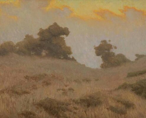 Stephen Mirich, Coastal Fog at Sunset, Portuguese Bend, 2005, oil on canvas panel, 24 x 32 in, $12,000