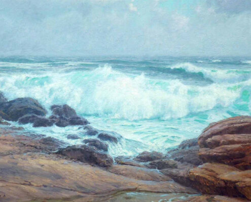 Stephen Mirich, Day’s Beginning, Point Lobos, 2012, oil on panel, 24 x 32 in, $12,000