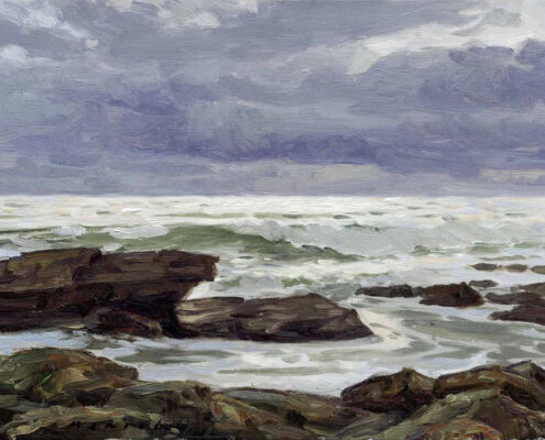 Stephen Mirich, As Evening Falls, Point Fermin, 2015, oil on canvas, 9 x 12 in, $1,800